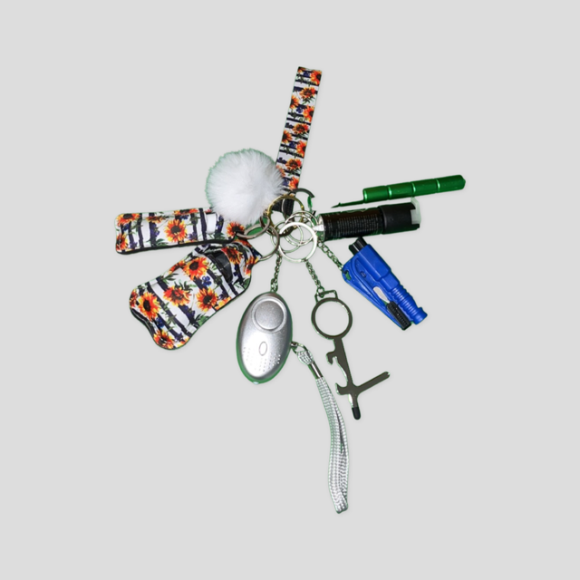 Stripes & Sunflowers Self-Defense Keychain