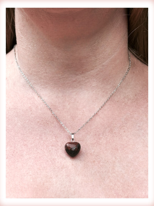 Black & Red Heart Stone Necklace