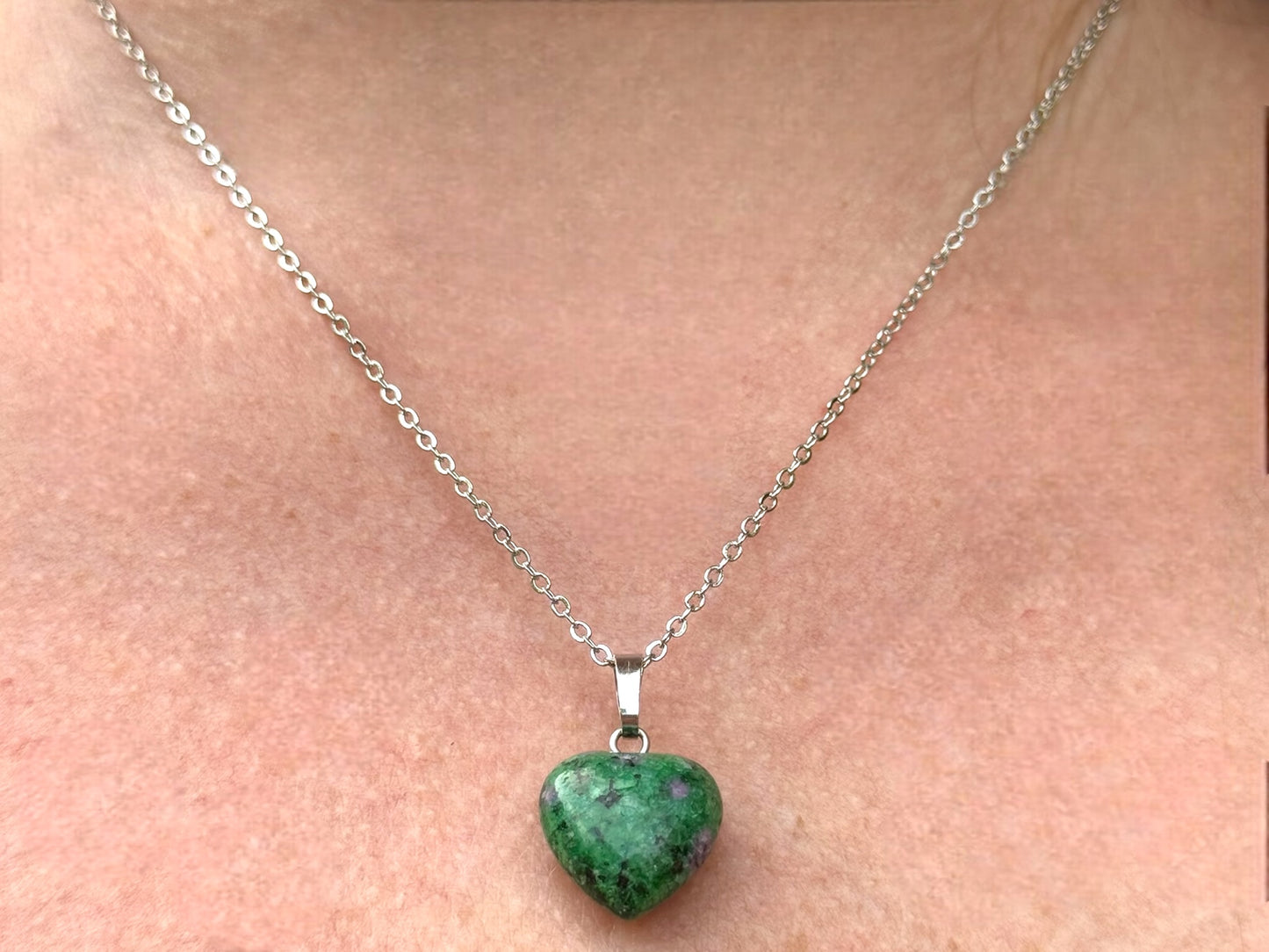 Green Heart Stone Necklace
