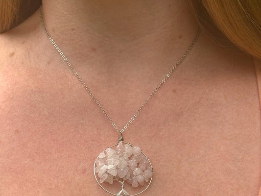 Pink Rock Tree Necklace