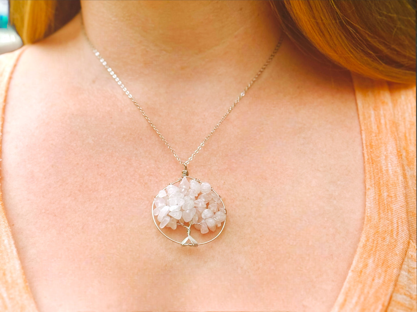 Pink Rock Tree Necklace