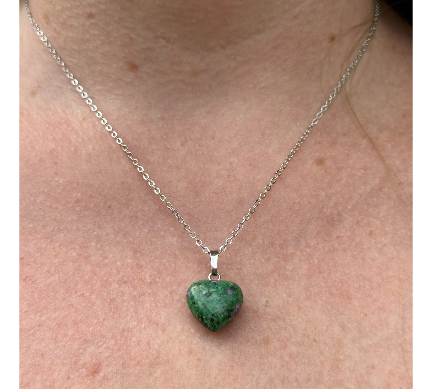 Green Heart Stone Necklace