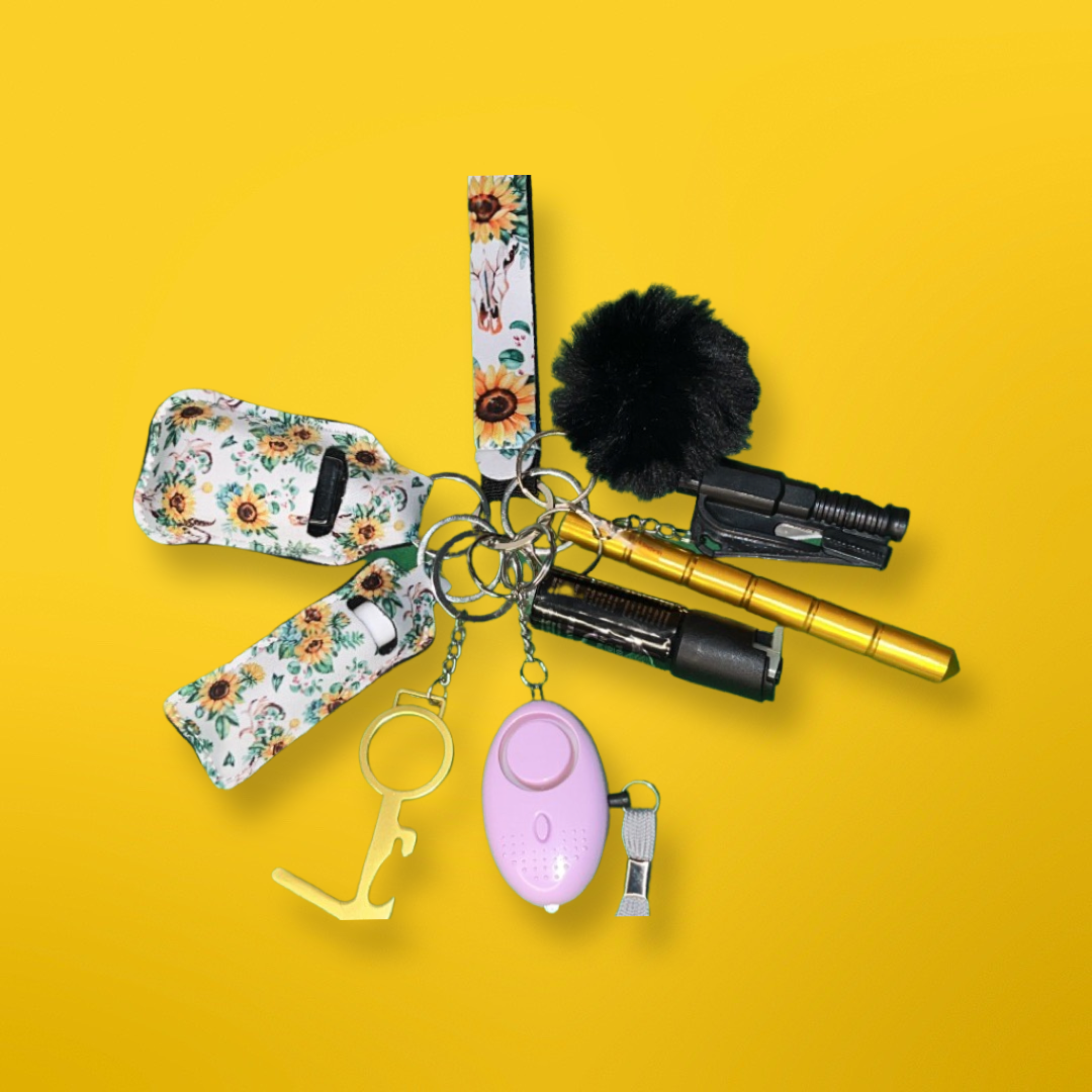 White Sunflower Self-Defense Keychain