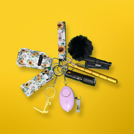 White Sunflower Self-Defense Keychain